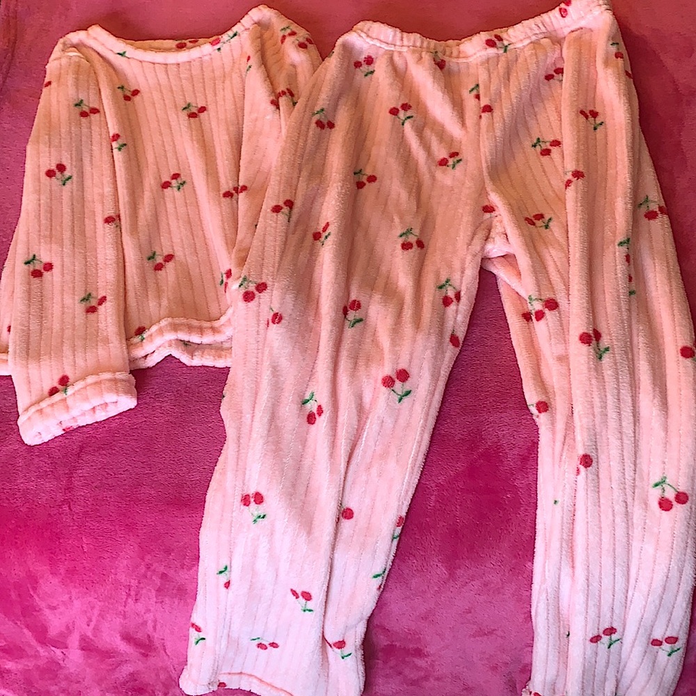🍒 Cherry Print 🌸Light Pink Pajama Set